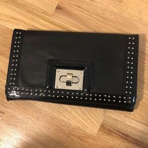 Black leather clutch White House Black Market